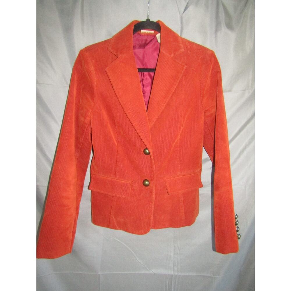 Ruff Hewn Corduroy Blazer Women's M Burnt Orange 70s Style Fall Winter Retro Jac